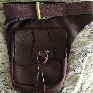 Rubyzaar hand tooled brown leather beltbag